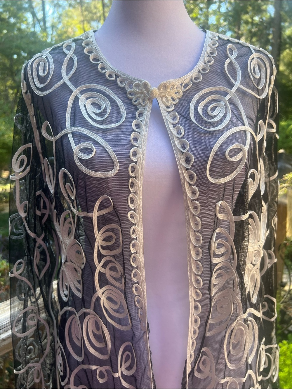 Vintage Victor Costa Occasion Sheer Soutache Duster Jacket Large